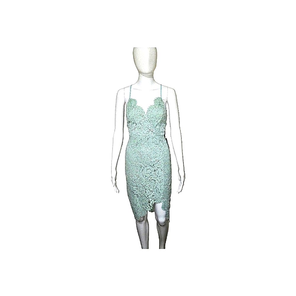 Lulu’sFlirting wDesire Lace Backless Bodycon Dress Mint Blue Medium - Picture 3 of 7